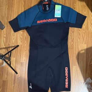 Sea Doo Black and Teal Men's Swim Wetsuit